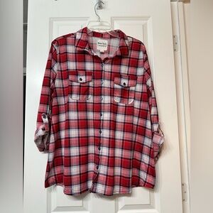 Red/White/Blue New York Laundry Plaid button down Size 1X Shirt